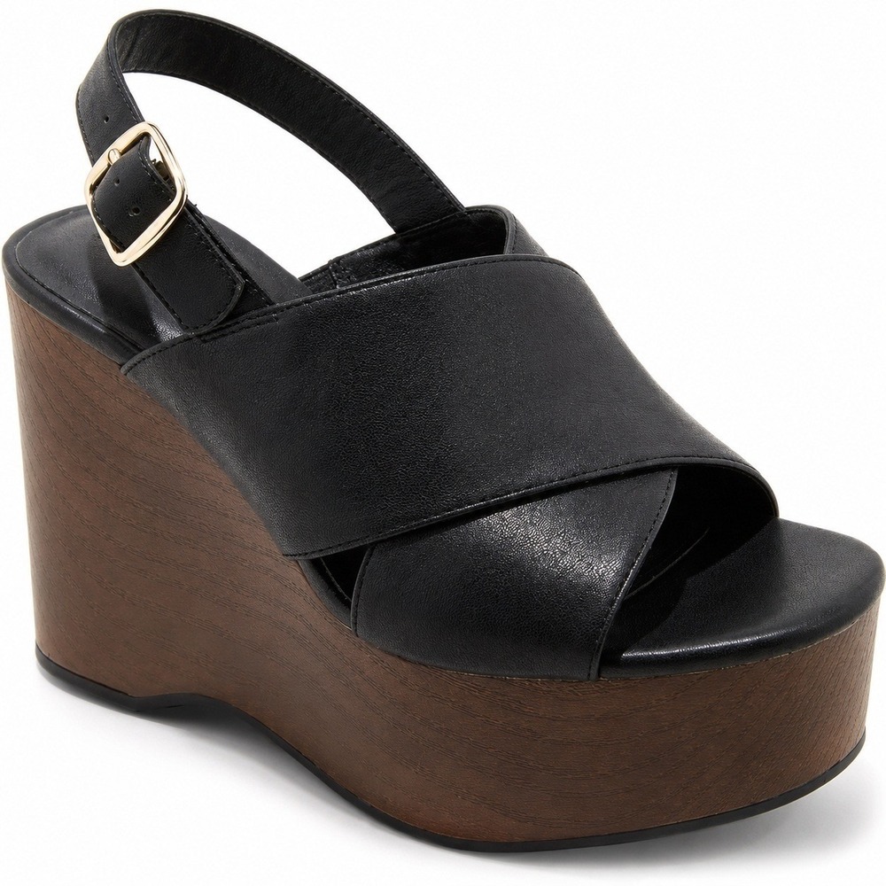 Women's Naomi Wedge Sandals by Universal Thread Black Size 7.5 New With Tags